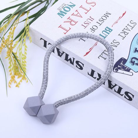 Ties pour rideaux magnétiques [Acier + polyester] 48.5cm Gris 1 paire Set - Élastique, design Européen, imperméable, sans fixation murale