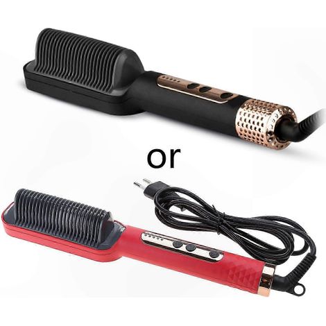 Brosse Lissante Chauffante Anti-Brûlure, Peigne Électrique à Ions Négatifs pour Cheveux, Lisseur et Boucleur, 5 Réglages de Température, Usage Domestique (1/5)