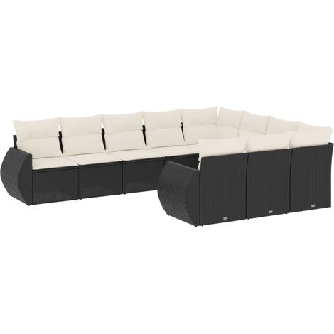 Maison Exclusive - Set Divani da Giardino 10pz con Cuscini in Polyrattan Nero