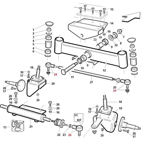 Cabezal de dirección hembra original Gianni Ferrari 00777200023 para tractores cortacésped