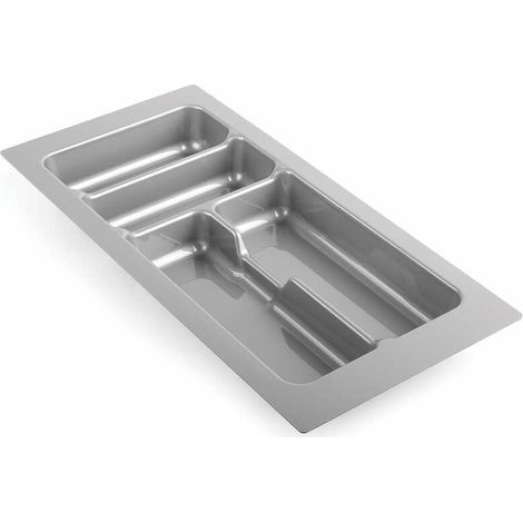 Vassoio portaposate in plastica ritagliabile – organizer a cassetto a 4 scomparti 235 x 490 mm – grigio, contenitore per utensili da cucina (1/2)