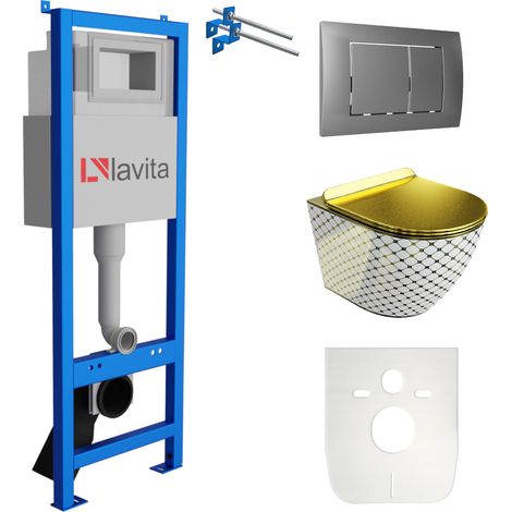 LAVITA WC Set mit Vorwandelement, Wand-WC und Spülknopf (1/5)