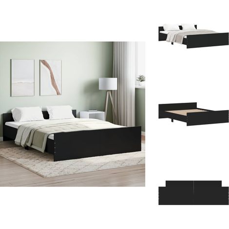 Cadre de lit sans matelas noir 150x200 cm - Cadre De Lit - Lit Double - Lit Noir - Lit Design - Literie (1/5)