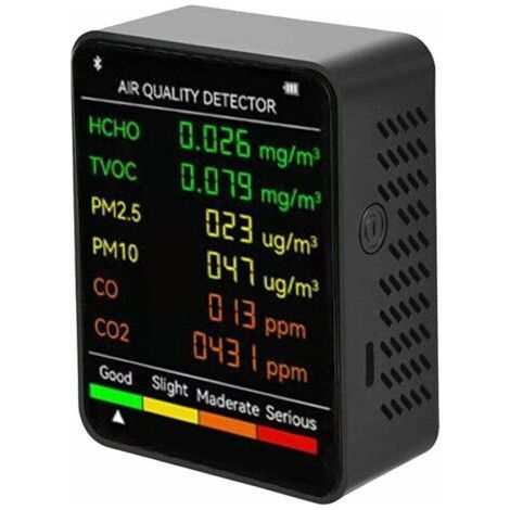 6 en 1 PM2,5 PM10 HCHO TVOC CO CO2 Détecteur multifonctionnel de qualité de l'air CO Dioxyde de carbone Formaldéhyde Moniteur LCD Grand écran d'affichage Portable Bureau à domicile Hôtel Bureau Teste (1/5)