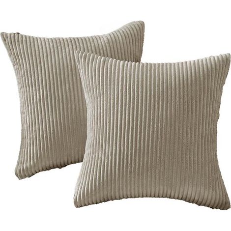 Set di due fodere per cuscini in velluto a coste,45 x 45 cm,Fodera per cuscino da divano,Fodera per cuscino da divano,Grigio chiaro (1/5)