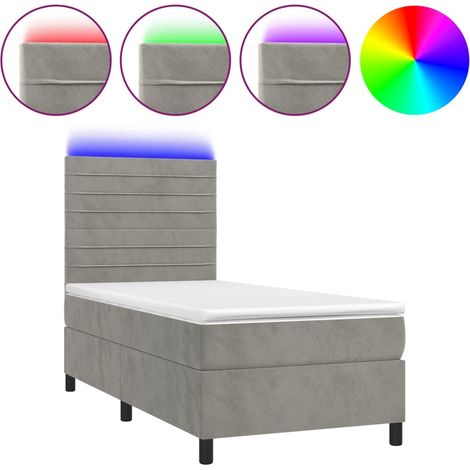 Maison Exclusive - Boxspringbett mit Matratze & LED Hellgrau 100x
