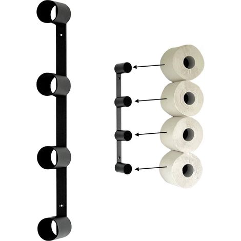 DanDiBo Toilettenpapierhalter Schwarz Wand Metall 4 Halter Unsichtbar Klopapierhalter Toilettenrollenhalter WC Rollenhalter Ersatzrollenhalter (1/5)