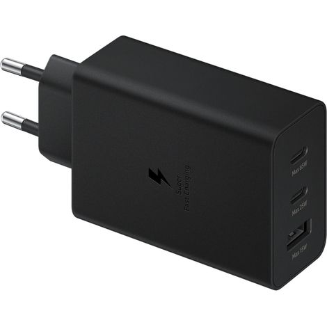 Chargeur mural triple charge ultra rapide 65 W : 1 port USB-C 65 W, 1 port USB-C 25 W, 1 port USB-A 15 W, noir (1/5)