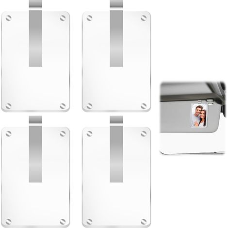 Lot de 4 supports photo magnétiques personnalisés en acrylique, accessoires de voiture, support photo pour pare-soleil de voiture, cadre photo personnalisé pour voiture