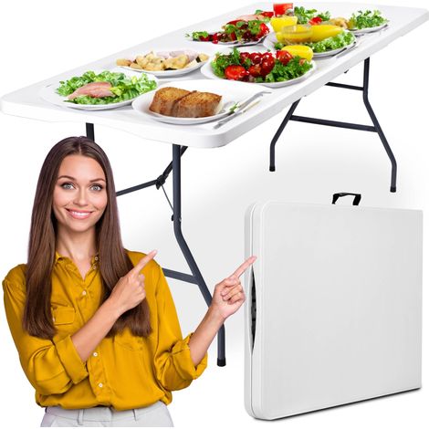 BALI WHITE Cateringtisch, zusammenklappbar in einen Koffer, 180 cm, weiß