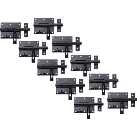 Lot de 10 verrous à boulon avec boucle fixée Revêtement en plastique noir Plaque 90 x 73 mm Boulon 13,5 mm Longueur totale 130 mm (1/2)