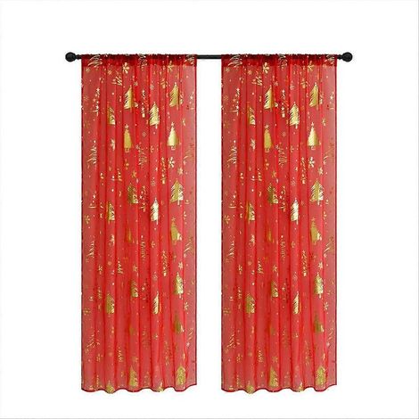 Rideaux de Noël voilages à motifs flocons de neige (lot de 2) pour salon, 132 cm de large x 241 cm de long (1/5)
