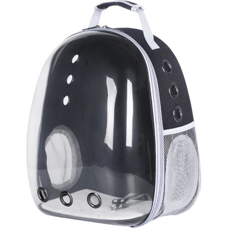 1 sac à dos pour petits animaux, ventilation optimale avec 11 orifices d'aération, fenêtre panoramique en polycarbonate, tapis inclus, adapté aux cochons d'Inde, lapins, reptiles et oiseaux (1/5)