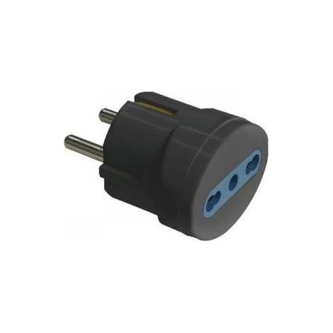 Adattatore Spina Elettrica 2P+T 16A Schuko con 1 Presa Bipasso 2P+T 10A/16A 250V Max 1500W Nero