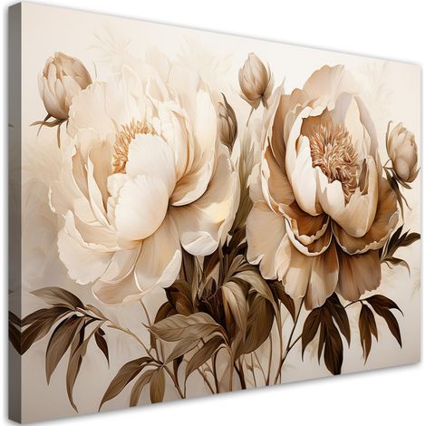Tableau déco Pivoines Pivoines Fleurs en beige 100x70 (1/5)