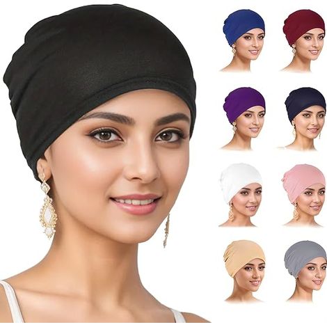 9-teiliges, einfarbiges Chemotherapie-Set für Damen: Elastisches Stirnband, vorgebundenes Kopftuch, Wollmütze, speziell für Frauen mit Haarausfall entwickelt (1/5)