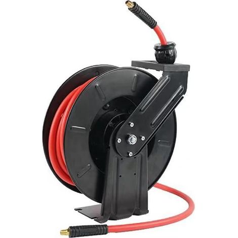 Enrouleur de tuyau d'air rétractable 3/8 po X 25 pi tuyau polymère hybride MAX 300PSI pneumatique montage mural/plafond lourd (1/5)