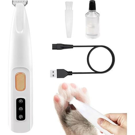 Cortapelos para perros/gatos de pelo largo, resistente al agua, silencioso, con LED, USB, recortador de patas/mascotas.