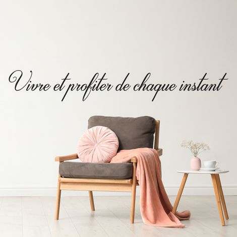 Sticker Mural - Citation Vivre et profiter de chaque instant - 127x1034 cm - Noir (1/3)