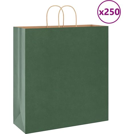 vidaXL Sacs en papier 250 pcs avec poignées vert 45x17x48 cm