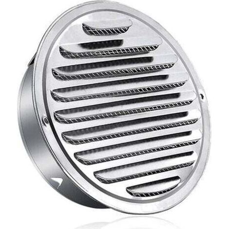 Round stainless steel ventilation grille, 100 mm metal ventilation grille, weatherproof grille with insect-proof ventilation mesh, ventilation grille slats (1/4)