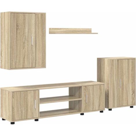 Ensemble de meuble TV 4 pièces，Banc TV，Armoire TV Chêne sonoma Bois d'ingénierie CFW855860 (1/5)