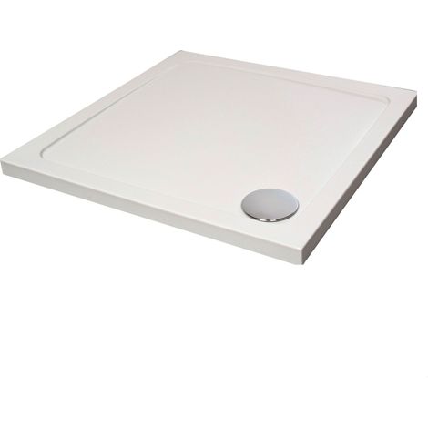 White Square Stone Resin Premium Shower Tray with Corner Waste Position, 760 x 760 mm - Balterley