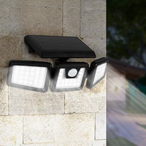 Projecteur solaire 3 têtes - IDMARKET - Blanc - Energie solaire - Détecteur de mouvement - LED - Contemporain (1/4)