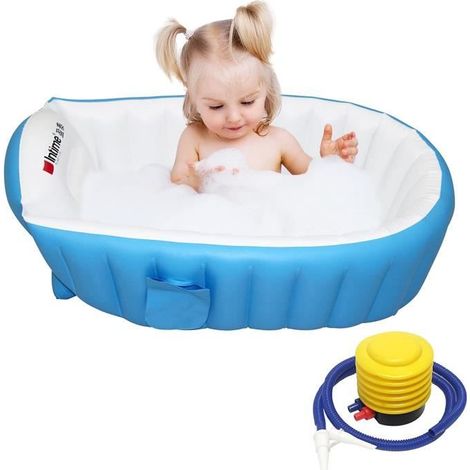 Baignoire Gonflable pour Bébés FOLAYA - Anti-Glissante et Pliable - Pour 0-3 ans - Bleu (1/4)