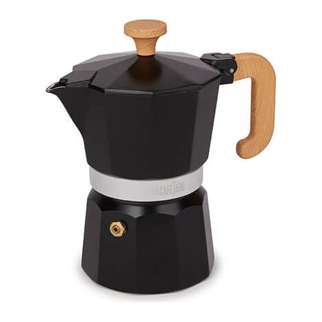 La Cafetiere 3 Cup Espresso Maker Black & Wood Handle