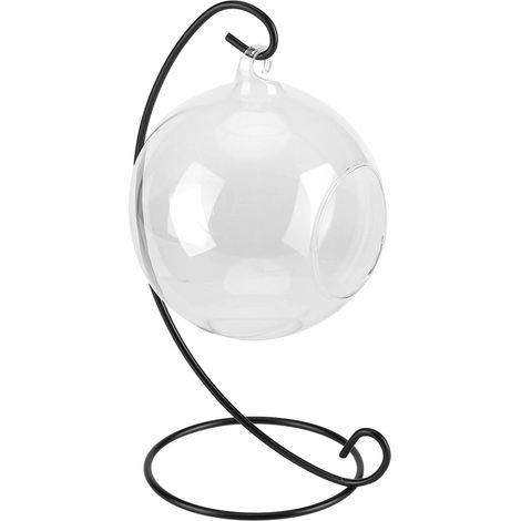 Grand vase en verre suspendu, grand terrarium avec cadre pour plantes aériennes et succulentes, décoration murale élégante (1/4)