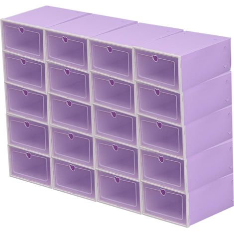 Großes 20er Pack Schuhbox Schuhkarton Klare Schuhaufbewahrungsboxen Plastik Stapelbar Platzsparend Faltbar Schuhregal Sneaker Container Bin Holder,33  23  14cm pro (20 Lila) (1/5)