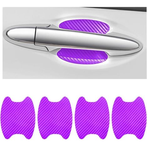 4PCS Exterior Car Stickers, Universal Carbon Fiber Anti-Scratch Protective Film for Car Door Handles, Fits Most Car Door Handles (Purple) (1/5)