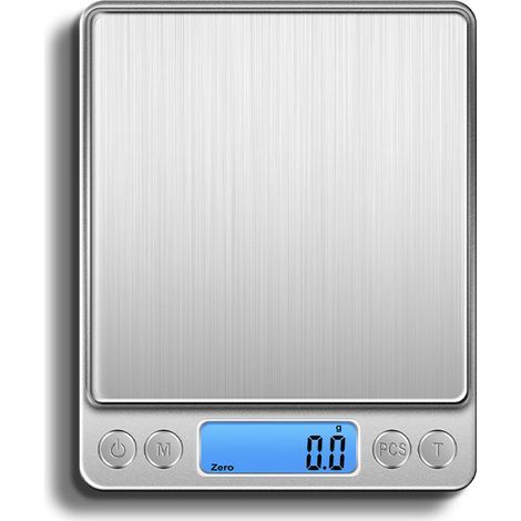 Kitchen Scale, Electronic Precision Scale 0.1g/3kg, Small Jewelry Scale with Tare and PCS Functions, Food Scale for Cooking, Kitchen, Cafe with Trays (1/4)