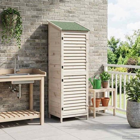 vidaXL Garden Shed White 59 x 56 x 176 cm Solid Fir Wood