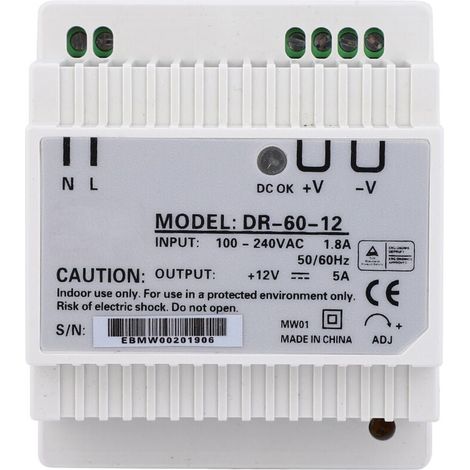 DR-60-12 AC/DC 60W 100-240V Power Supply Industrial Power Supply Single Output PWM Control High Precision Din Rail(DR-60-12) MUMU (1/4)