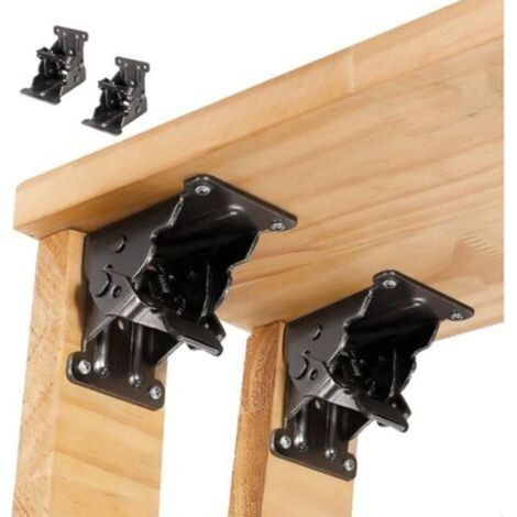 Lot de 2 pieds de table extensibles pliables et verrouillables, support d'étagère pliable, charnières autobloquantes et goussets pour pieds de table, pour pieds pliants, établi pliable, extension de b (1/5)