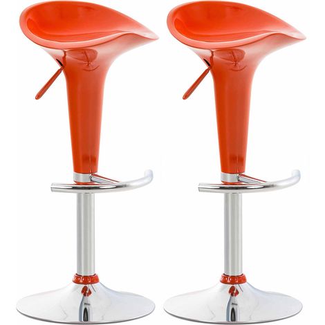 Lot de 2 tabourets de bar design orange pivotant et hauteur réglable TDB10032 (1/3)