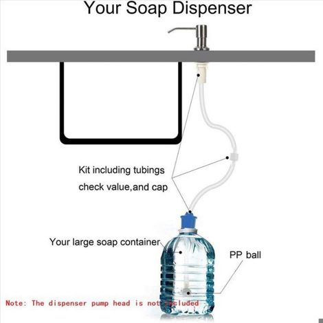 5X Kit de Tube D'Extension pour Distributeur de Savon pour ÉVier 45 Pouces avec Clapet Anti-Retour, Pas Besoin de Remplir à Nouveau (1/5)