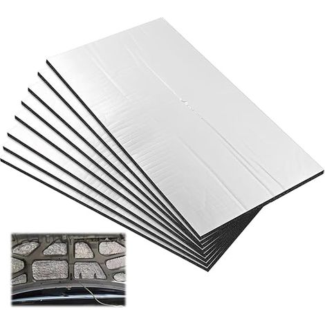 8 pezzi Tappetini fonoassorbenti per auto, tappetini fonoassorbenti autoadesivi, impermeabili e ignifughi (250 x 180 x 5 mm)