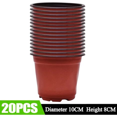 (20 pièces) Pots de semis en plastique noir et rouge pour plantes, godets de culture, jardinières, vente en gros (1/4)