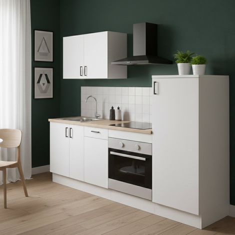 Cucina Telinea, Cucinino un Cassetto, Modulabile, 6 Ripiani, Bianco