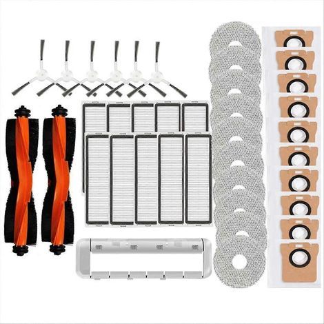 Pièces détachées pour aspirateur robot Xiaomi X20+ / X20 Plus : brosse latérale principale, filtre HEPA, lingette de nettoyage et sac à poussière (remplacement).