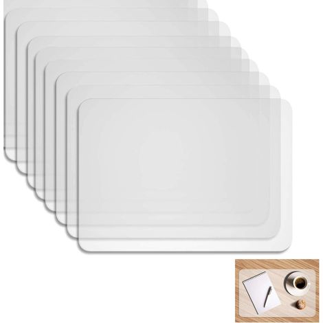 Lot de 8 sets table transparents PVC 40x30 cm, lavables antidérapants, usage salle à manger/cuisine (1/5)