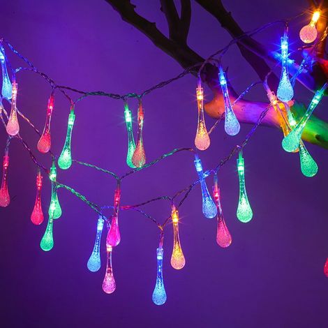 Guirlande Lumineuse LED - Goutte De Pluie - Alimentée Par Piles - IP44 - Pour Jardin Terrasse Clôture Fêtes De Noël - 1 Pièce (1/5)
