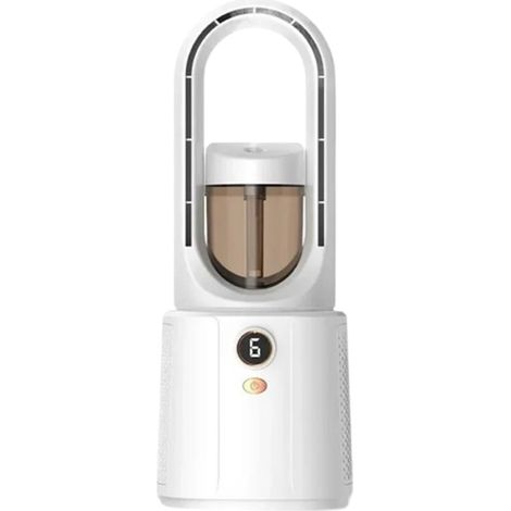 Ventilateur sans pale Blanc avec spray, alimenté par USB, silencieux, lampe de chevet et humidificateur, portable, facile à utiliser (1/5)