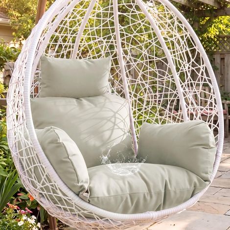 Coussin de fauteuil suspendu, coussin pour fauteuil suspendu extérieur, coussin pour balancelle suspendue, coussin d'extérieur avec appui-tête, imperméable pour balançoire suspendue en rotin (1/5)