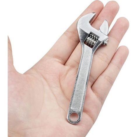 100 mm (4 Zoll) verstellbarer Schraubenschlüssel, Mini-Verstellschlüssel aus silberfarbenem Stahl für Industrie- und Kfz-Reparaturen (verchromt) (1/4)