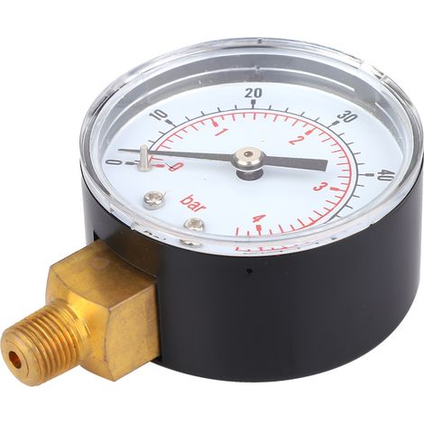 Manometer 50mm Zifferblatt 1/8 BSPT Bodenanschluss für Luft Wasser Öl Gas (0-60PSI 0-4Bar) (1/5)