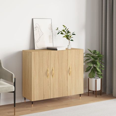 Buffet bas,Buffet Commode industriel chêne sonoma 90x34x80 cm bois d'ingénierie -QS85680 (1/5)